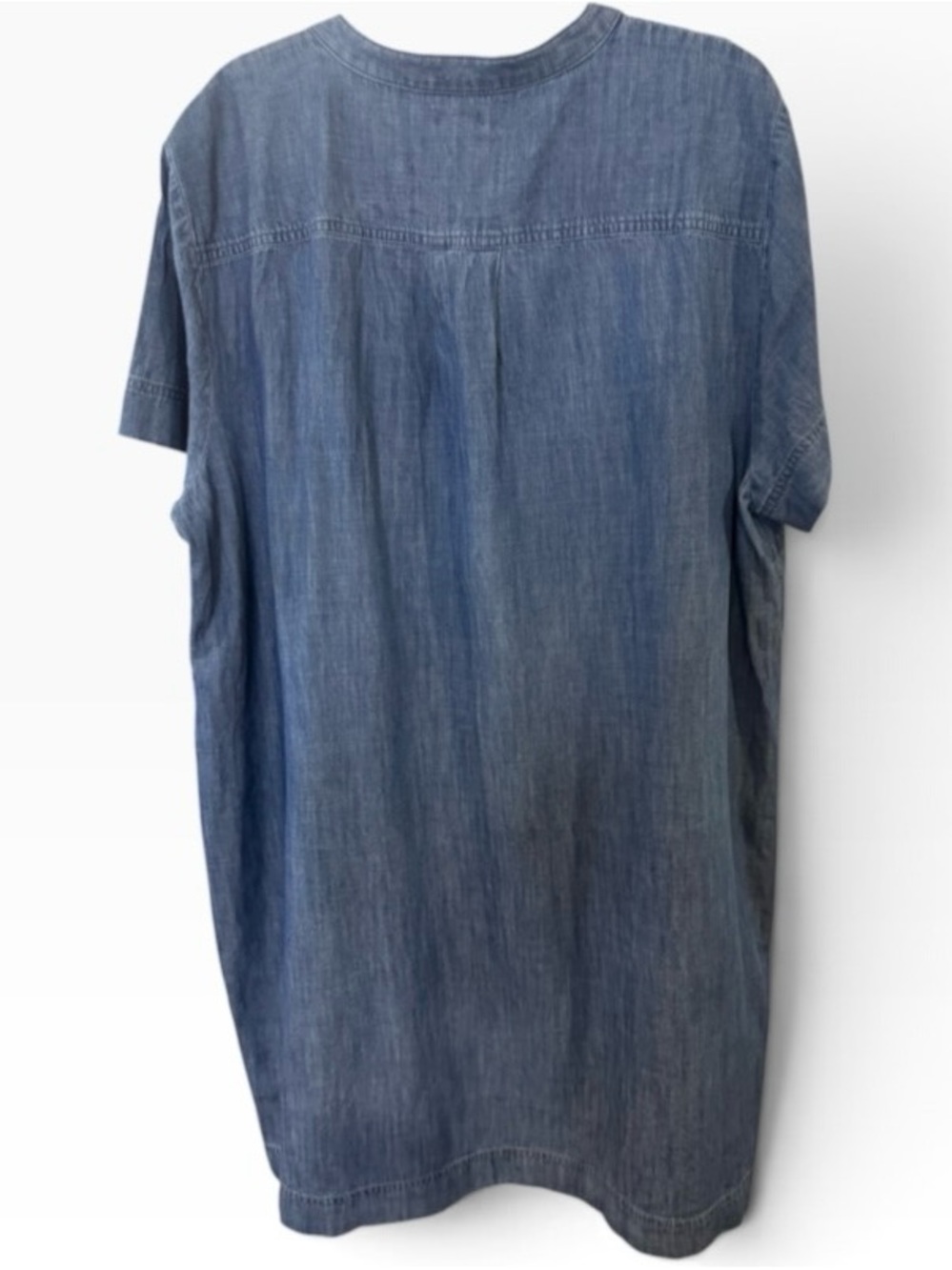 J. Crew Denim Short-Sleeve Button-Neck Shirt in Blue - Picture 2 of 3